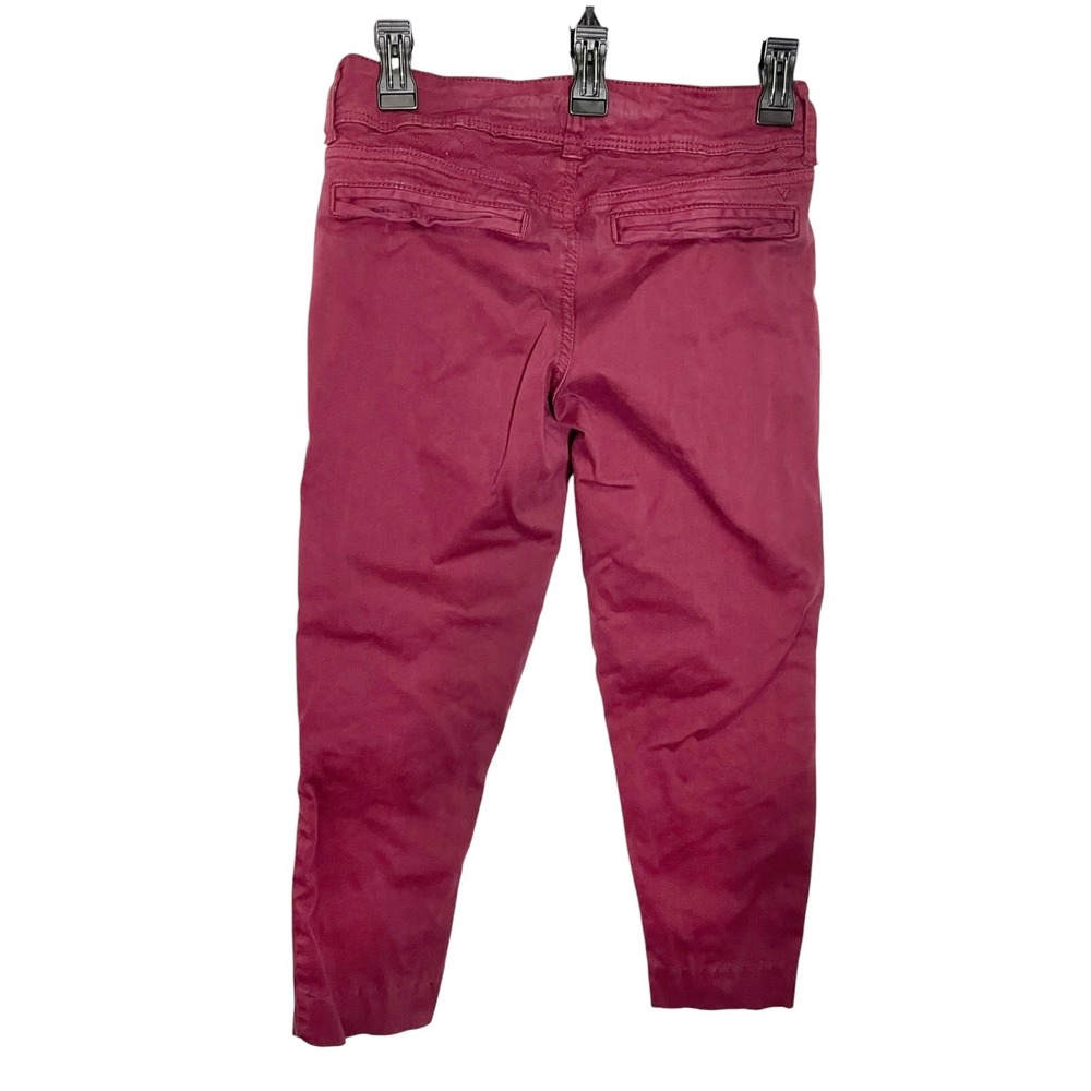American Eagle 2 Maroon Skinny Crop Moto Pants Quilted Zipper Edgy Biker Indie